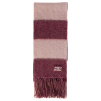 MIU MIU Mohair Polyamide Wool Recycled Polyester Knit Scarves Unisex Red/Pink