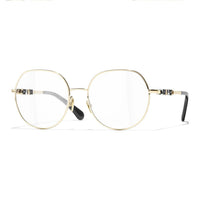 CHANEL Metal Irregular Shape Eyeglass Frames Women's Gold
