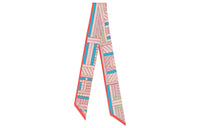 HERMES Silk Scarves Women's Bright Blue/Garnet Red