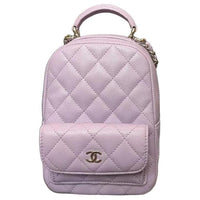 CHANEL Leather Backpack Women's Purple