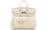 HERMES Birkin Canvas With Swift Birkin Bag Handbag Medium Size Women's I2 Nata Cream White