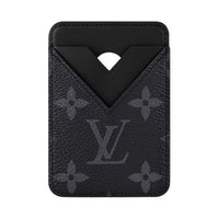 LOUIS VUITTON Leather Card Holder Unisex Black