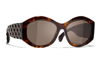 CHANEL Acetate Irregular Shape Sunglasses Women's Tortoiseshell