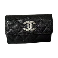 CHANEL Leather Wallet Women's Black