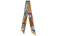 HERMES Silk Scarves Women's Caramel/Gold