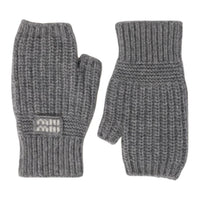 MIU MIU Wool Mohair Fabric Knit Gloves Unisex Gray