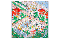 HERMES Silk Scarves Women's Rose Pink/Green/Rogue Red