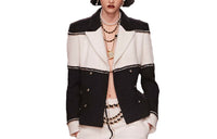CHANEL Jacket Women's Black White