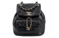 CHANEL Duma Cow Leather Backpack Small Size Women's Black