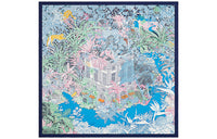 HERMES Silk Scarves Women's Denim Blue
