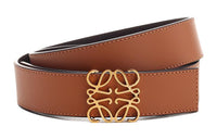 LOEWE Cow Leather Belts Unisex Brown/Black Width 3.5cm