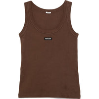MIU MIU Logo Patch Ribbed-Knit Tank Top