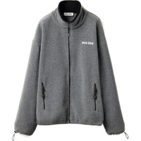 MIU MIU Fleece Zip Sweatshirt 'Grey'