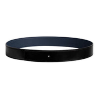 HERMES Calfskin Belt Men's Black Blue Width 3.8CM