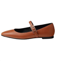 HERMES Jane Flat Mary Jane Shoes Women's Brown