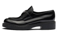 PRADA Chocolate 50mm Brushed Leather Loafer 'Black' Women's