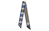 HERMES Small Silk Scarves Unisex Marine Blue/Black/Gold