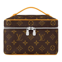 LOUIS VUITTON Leather Makeup Bag Mini Women's Yellow And Brown