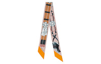 HERMES Silk Scarves Women's Beige/elephant Grey/orange