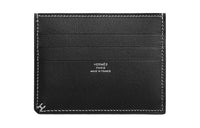 HERMES Box Leather Card Holder Women's 89 Noir Black