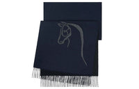 HERMES Knit Scarves Men Ocean Blue/Black