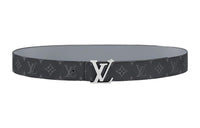 LOUIS VUITTON Cow Leather Leather Belts Men's Black/Gray Width: 4cm
