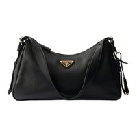 PRADA Leather Handbag Shoulder Bag Medium Size Women's Black