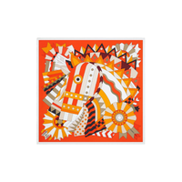 HERMES Silk Scarves Women's Orange/Brown/Khaki