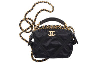 CHANEL Satin Nylon Handbag Regular Women's Black
