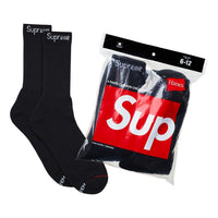 جوارب Supreme Hanes Crew، عبوة من 4 قطع، لون أسود، SUP-FW24-026-B