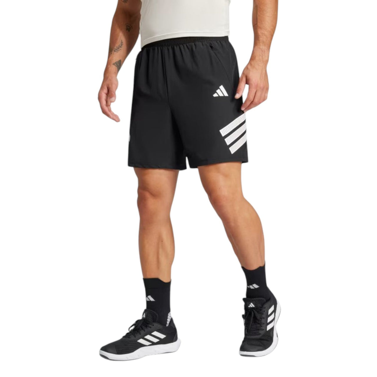 adidas Icon Three Stripes Shorts 'Black White' JE5673