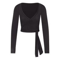 (WMNS) Nike x SKIMS Stretch Knit Wrap Long Sleeve Cropped Top 'Obsidian' LSLSL10088W-OBD