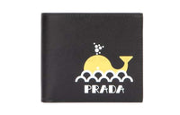 PRADA Leather Wallets Card Holders Unisex Black/Yellow