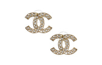 CHANEL 1980-1990s Rhinestone-embellished Cc Brooch