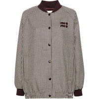 MIU MIU Logo Appliqué Button Up Bomber Jacket