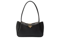 PRADA Leather One Shoulder Handbags Medium Size Women's Black