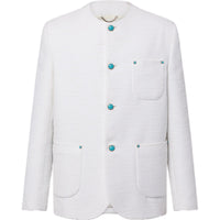 LOUIS VUITTON Chic Collarless Baby Llama And Wool-Blend Jacket