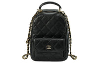 CHANEL Grained Cow Leather Backpack Mini Women's Black