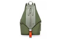 LOEWE Fabric With Cow Leather Backpack Men's Khaki Green