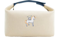 HERMES Bride-a-Brac Canvas Canvas Bag Lunch Boxes With Storage Unisex Pearl Gray