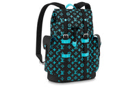 LOUIS VUITTON CHRISTOPHER Coated Canvas With Leather Trim Backpack Medium Size Men's Black/Blue