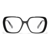 CHANEL Acetate Metal Acetate Irregular Shape Eyeglass Frames Unisex Black