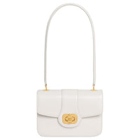 CELINE Cow Leather Shoulder Bag Women's Ecru