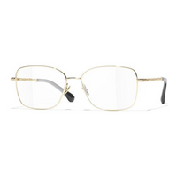 CHANEL Metal Square Eyeglass Frames Unisex Gold