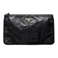 PRADA Leather Clutch Women's Black