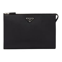 PRADA Saffiano Leather Clutch Men's Black