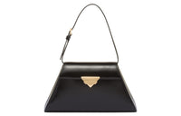 PRADA Brushed Leather One Shoulder Handbags Medium Size Women's Black