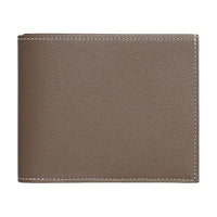 HERMES Calfskin Wallet Unisex Elephant Gray