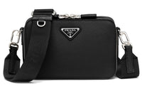 PRADA Leather Handbag Shoulder Bags Men's Black