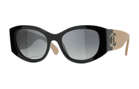 CHANEL Acetate Cat Eye Sunglasses Unisex Black